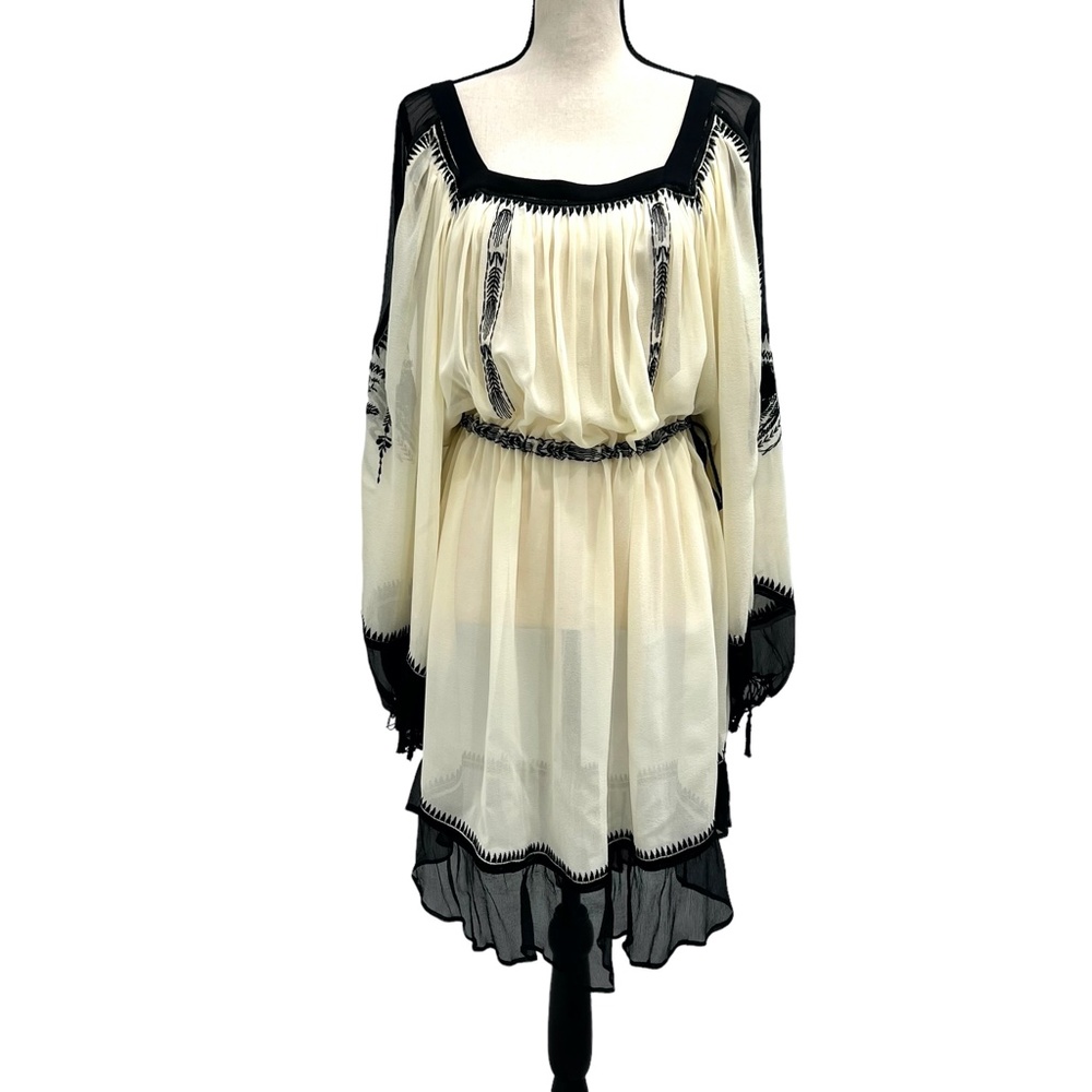JEAN PAUL GAULTIER SILK CREAM & BLACK EMBROIDERED INSPIRED BY UKRAINE DRESS - Picture 2 of 16